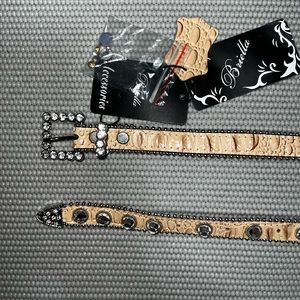 Briella Leather Rhinestone Belt XL